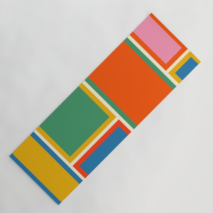 Modular Midcentury Modern Geometric Pattern in Retro Pop Colors Yoga Mat Gallery Image 1