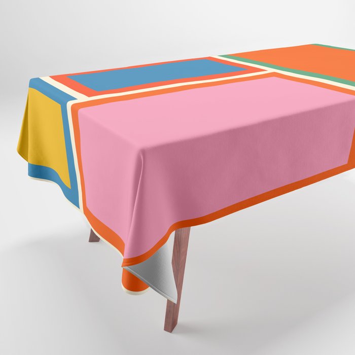Modular Midcentury Modern Geometric Pattern in Retro Pop Colors Tablecloth Gallery Image 1