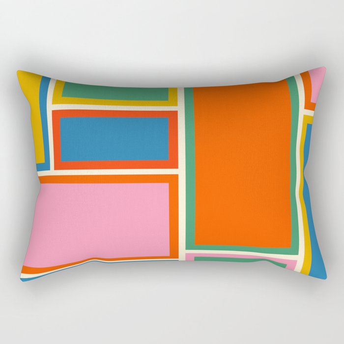 Modular Midcentury Modern Geometric Pattern in Retro Pop Colors Rectangular Pillow Gallery Image 1