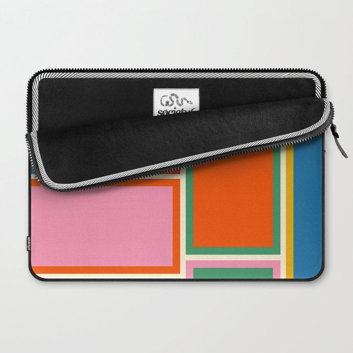 Modular Midcentury Modern Geometric Pattern in Retro Pop Colors Laptop Sleeve Gallery Image 2