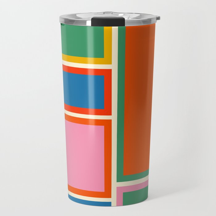Modular Midcentury Modern Geometric Pattern in Retro Pop Colors Travel Mug Gallery Image 1