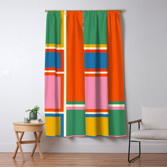 Modular Midcentury Modern Geometric Pattern in Retro Pop Colors Window Curtain Gallery Image 5