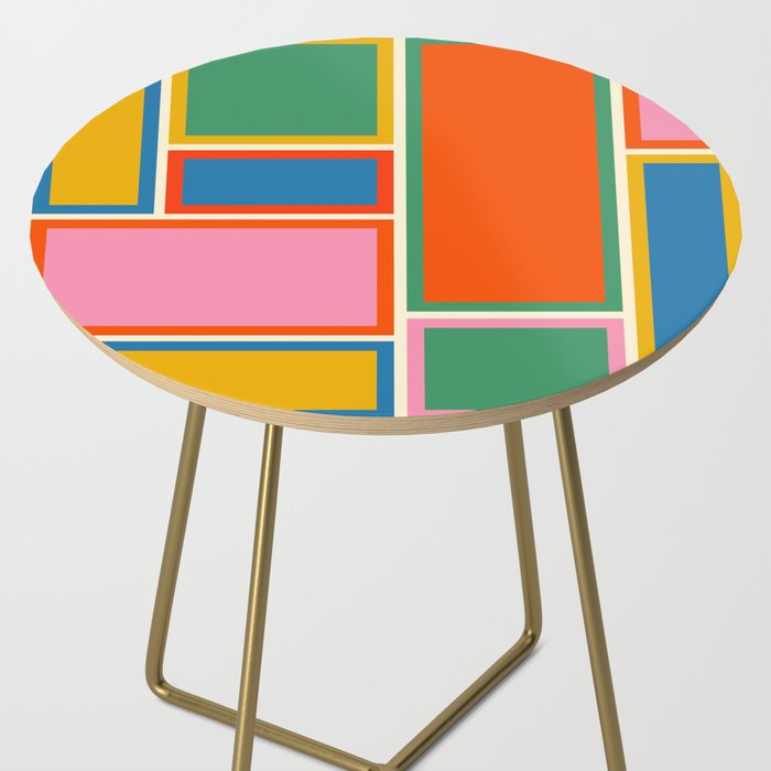 Modular Midcentury Modern Geometric Pattern in Retro Pop Colors Side Table Gallery Image 2