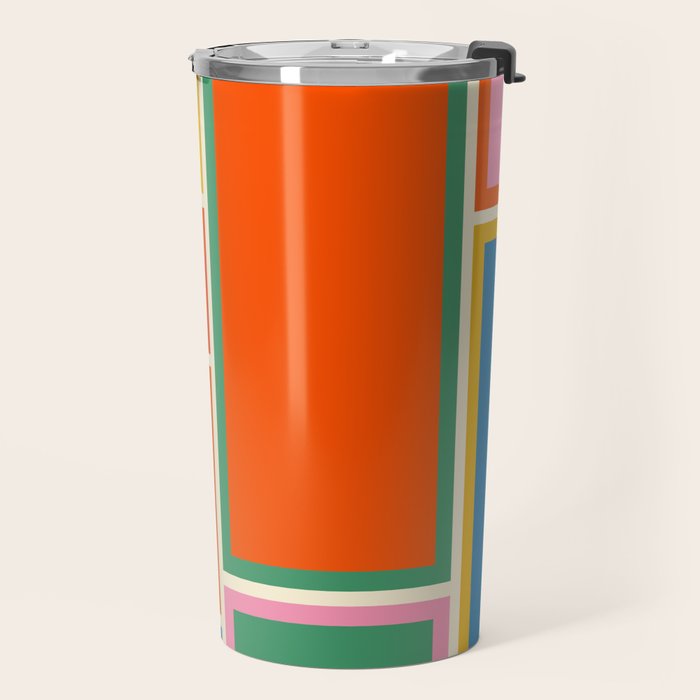 Modular Midcentury Modern Geometric Pattern in Retro Pop Colors Travel Mug Gallery Image 2
