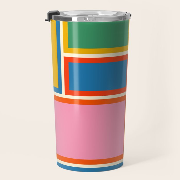 Modular Midcentury Modern Geometric Pattern in Retro Pop Colors Travel Mug Gallery Image 3