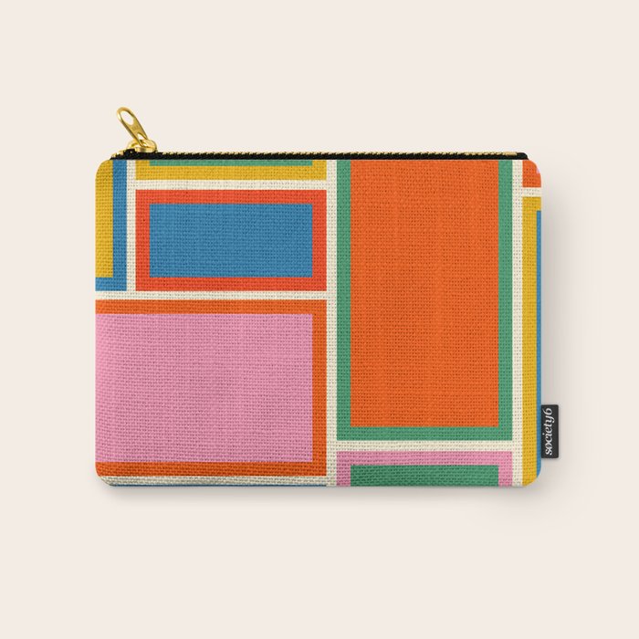 Modular Midcentury Modern Geometric Pattern in Retro Pop Colors Carry All Pouch Gallery Image 1