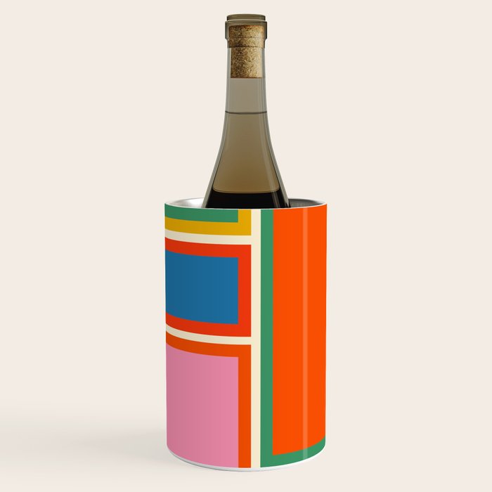 Modular Midcentury Modern Geometric Pattern in Retro Pop Colors Wine Chiller Gallery Image 1