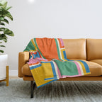 Modular Midcentury Modern Geometric Pattern in Retro Pop Colors Throw Blanket Gallery Image 1