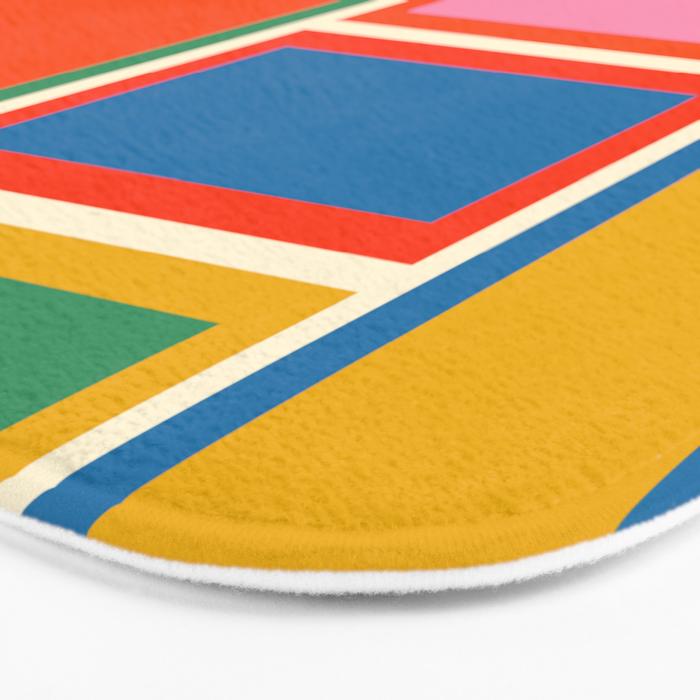 Modular Midcentury Modern Geometric Pattern in Retro Pop Colors Bath Mat Gallery Image 3
