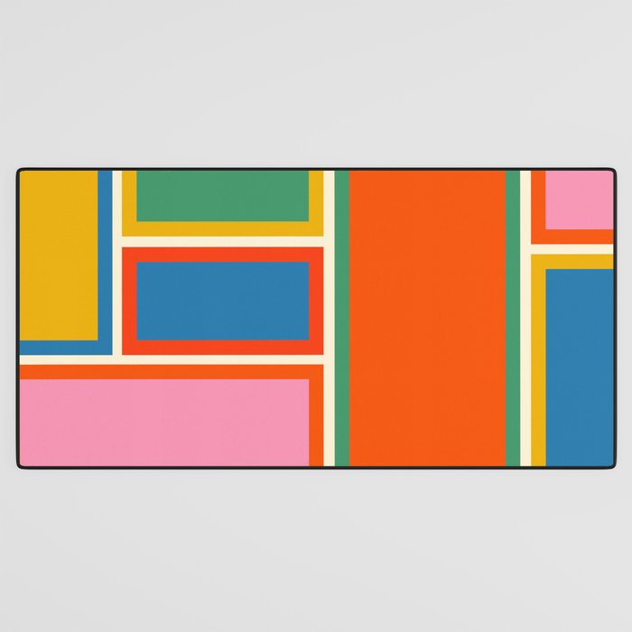 Modular Midcentury Modern Geometric Pattern in Retro Pop Colors Desk Mat Gallery Image 3