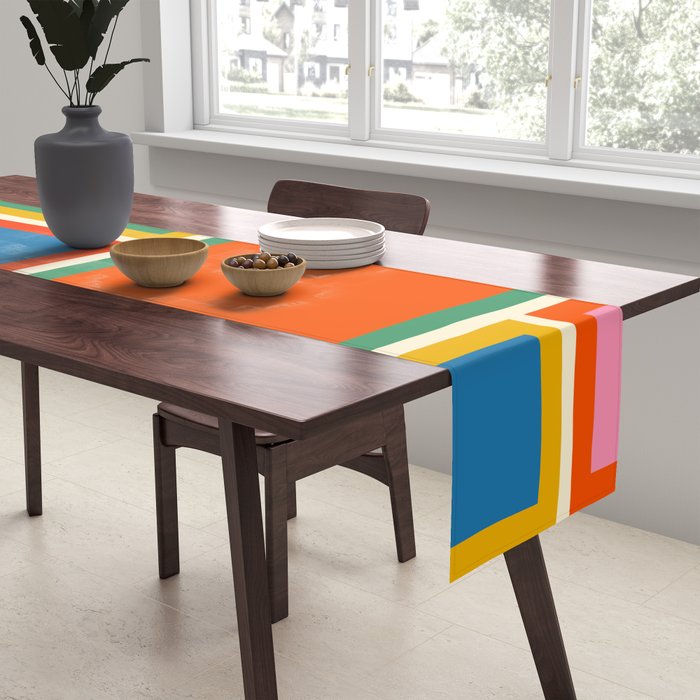 Modular Midcentury Modern Geometric Pattern in Retro Pop Colors Table Runner Gallery Image 2