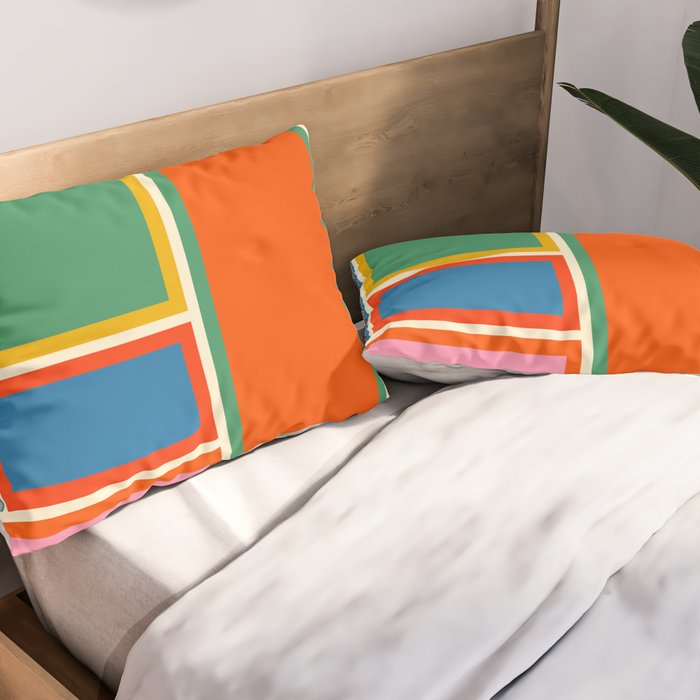 Modular Midcentury Modern Geometric Pattern in Retro Pop Colors Pillow Sham Gallery Image 2