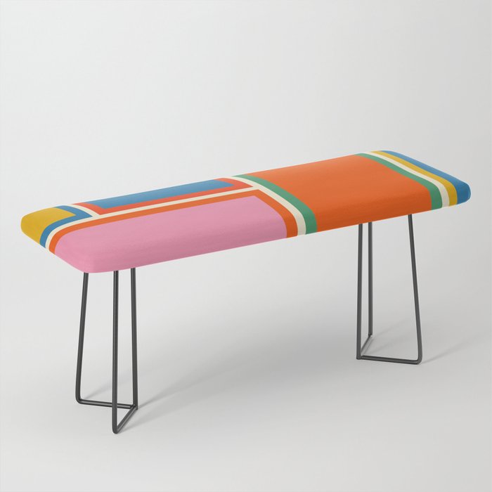 Modular Midcentury Modern Geometric Pattern in Retro Pop Colors Bench Gallery Image 1