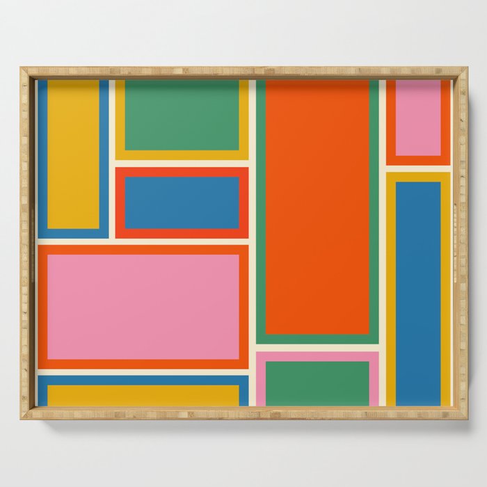 Modular Midcentury Modern Geometric Pattern in Retro Pop Colors Serving Tray Gallery Image 1