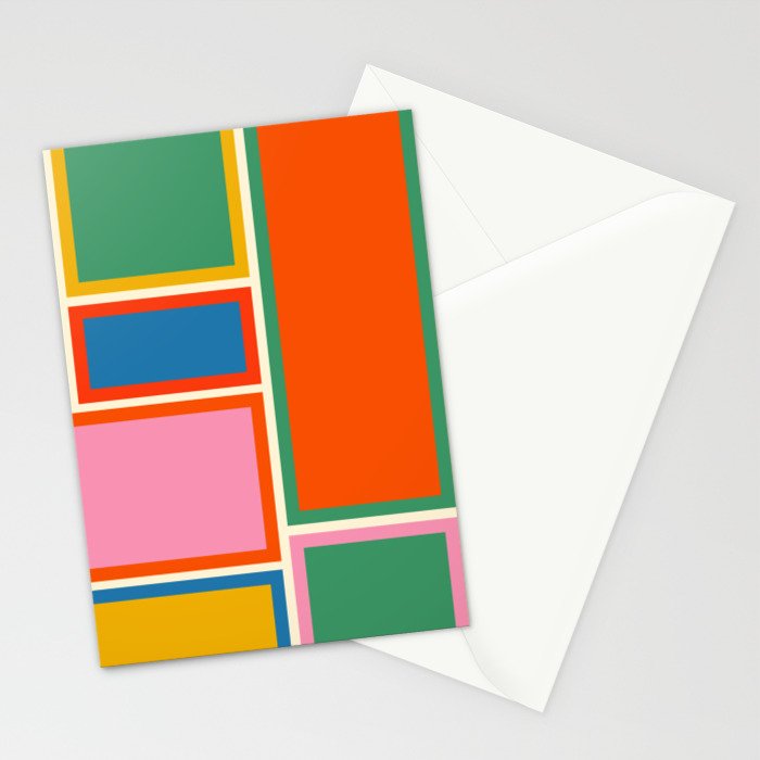 Modular Midcentury Modern Geometric Pattern in Retro Pop Colors Stationery Card Gallery Image 2