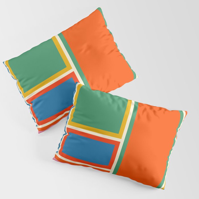 Modular Midcentury Modern Geometric Pattern in Retro Pop Colors Pillow Sham Gallery Image 1