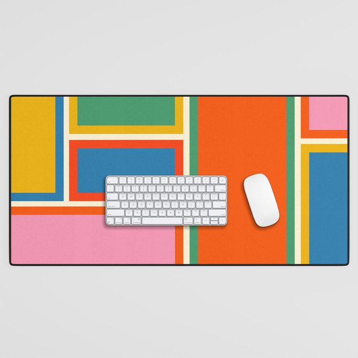 Modular Midcentury Modern Geometric Pattern in Retro Pop Colors Desk Mat Gallery Image 1