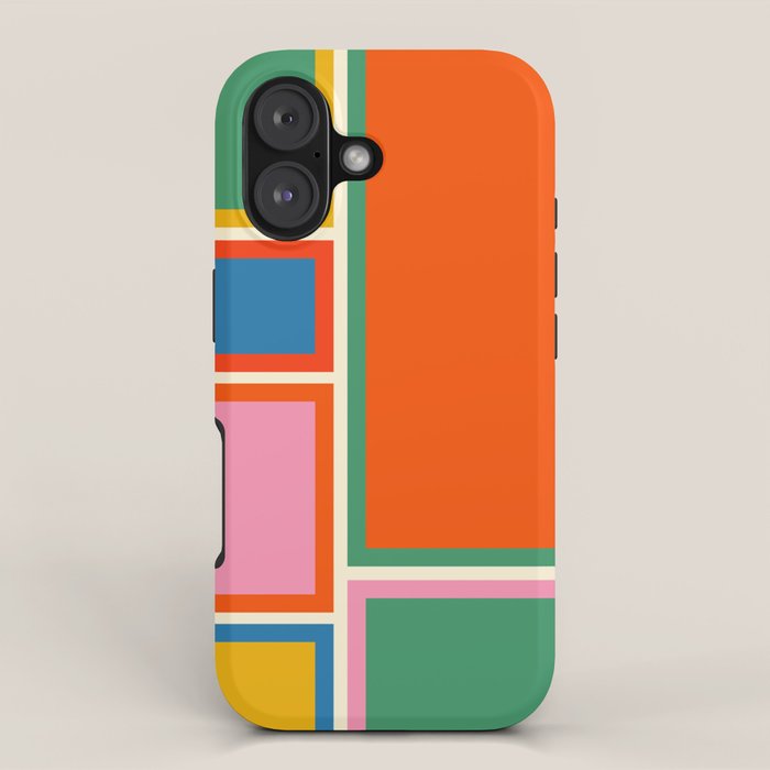 Modular Midcentury Modern Geometric Pattern in Retro Pop Colors iPhone Case Gallery Image 1