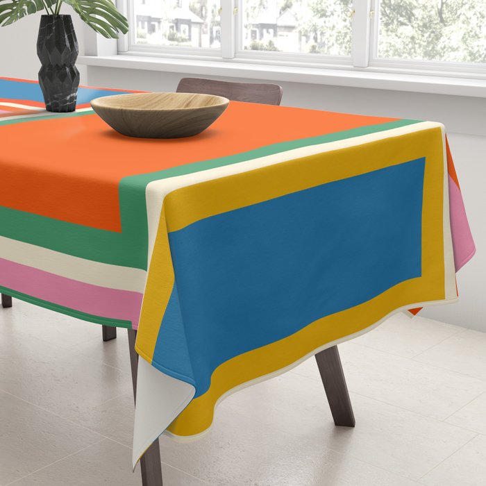Modular Midcentury Modern Geometric Pattern in Retro Pop Colors Tablecloth Gallery Image 3