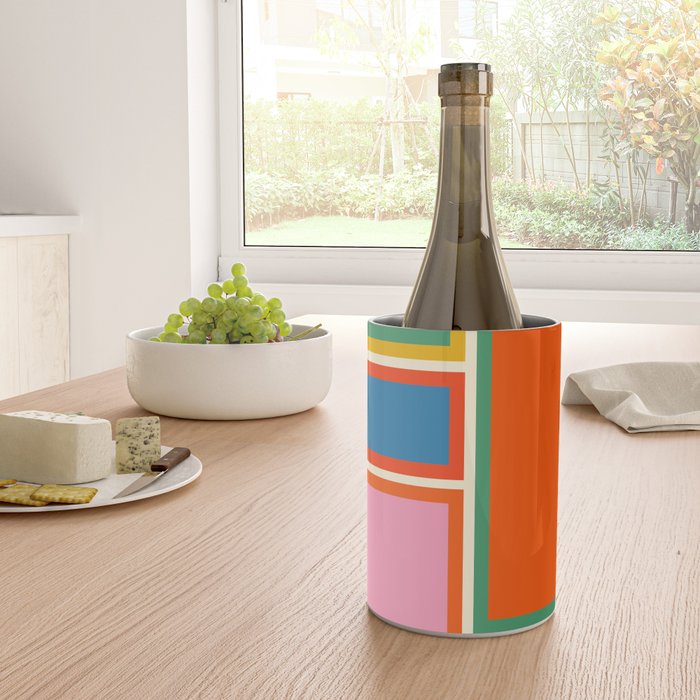 Modular Midcentury Modern Geometric Pattern in Retro Pop Colors Wine Chiller Gallery Image 4