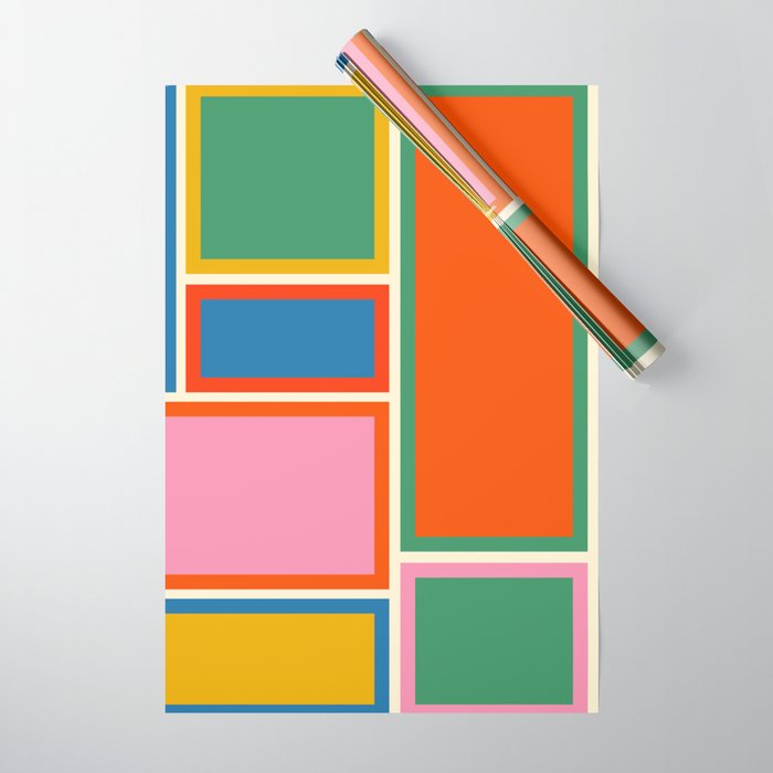 Modular Midcentury Modern Geometric Pattern in Retro Pop Colors Wrapping Paper Gallery Image 1