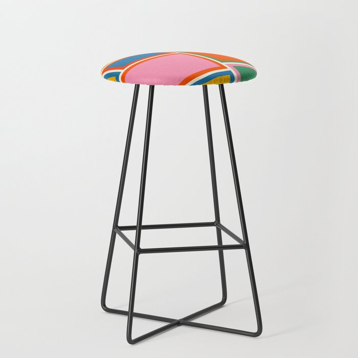Modular Midcentury Modern Geometric Pattern in Retro Pop Colors Stool Gallery Image 1