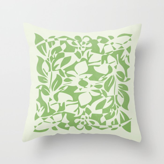 Floral Pattern: Forest Green Edition Throw Pillow Gallery Image 1