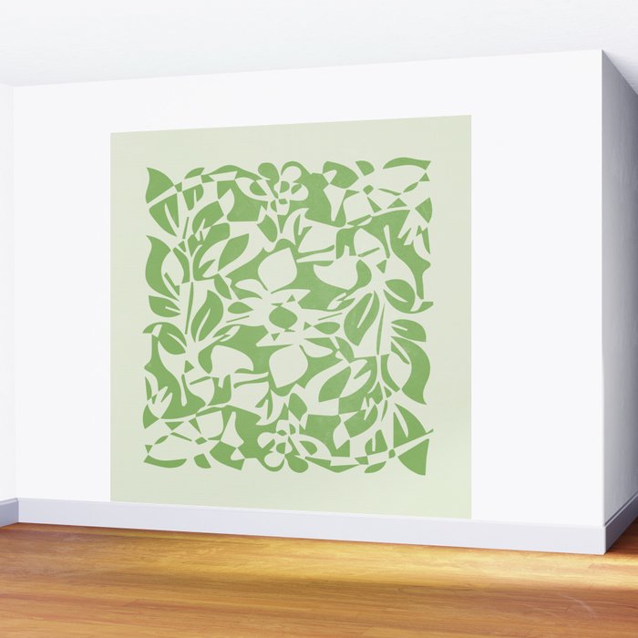 Floral Pattern: Forest Green Edition Wall Mural Gallery Image 2