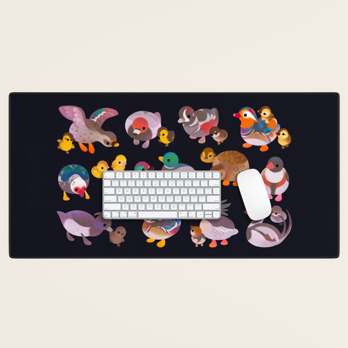 Duck and Duckling - dark Desk Mat Gallery Image 1