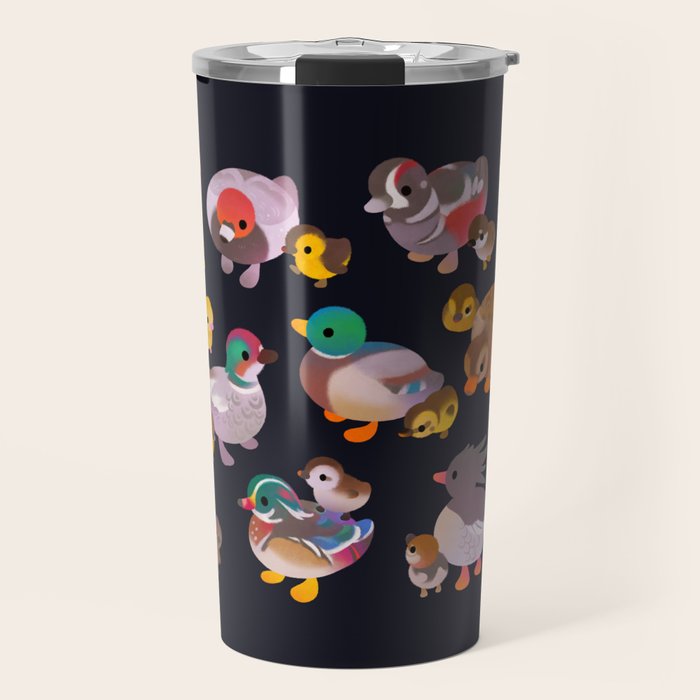 Duck and Duckling - dark Travel Mug Gallery Image 1