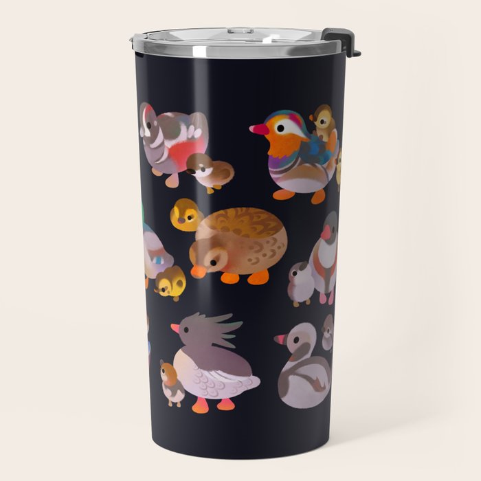 Duck and Duckling - dark Travel Mug Gallery Image 2