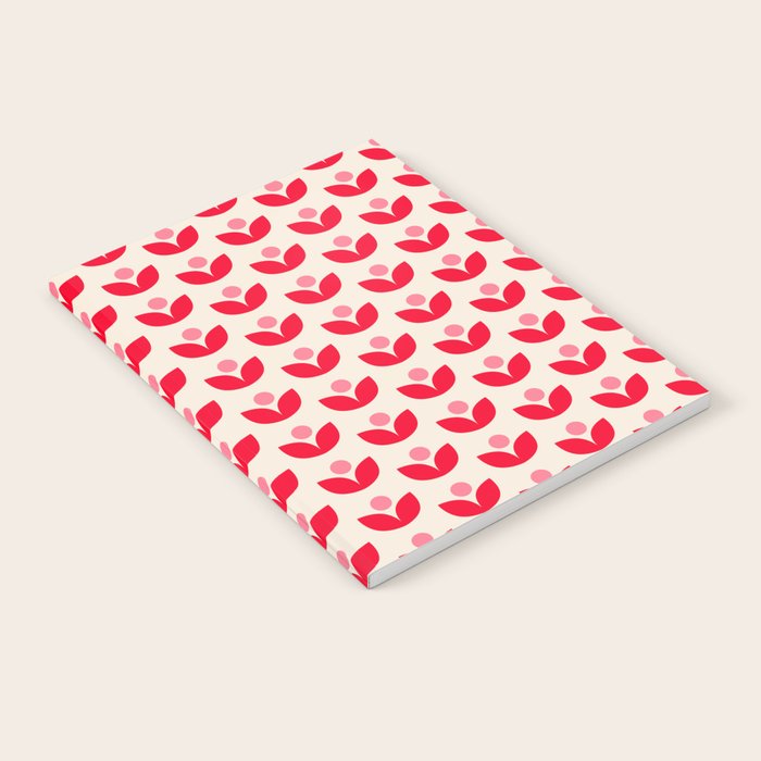 Scandi Folk Tulip Pattern in Pink and Red Notebook Gallery Image 1