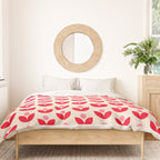 Scandi Folk Tulip Pattern in Pink and Red Duvet Cover Gallery Image 3