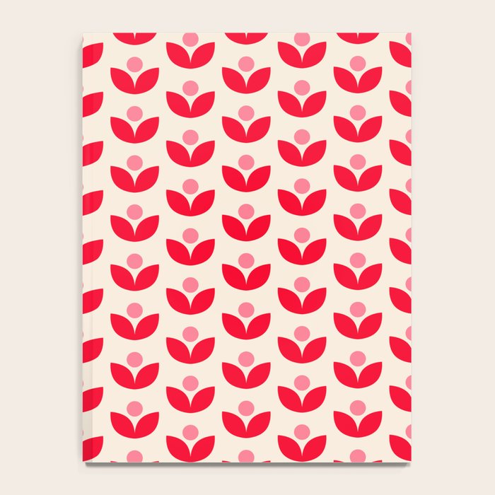 Scandi Folk Tulip Pattern in Pink and Red Notebook Gallery Image 4