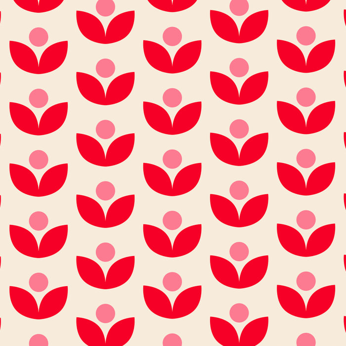 Scandi Folk Tulip Pattern in Pink and Red Coffee Mug Gallery Image 2