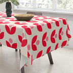 Scandi Folk Tulip Pattern in Pink and Red Tablecloth Gallery Image 3