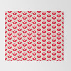 Scandi Folk Tulip Pattern in Pink and Red Throw Blanket Gallery Image 2