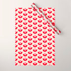 Scandi Folk Tulip Pattern in Pink and Red Wrapping Paper Gallery Image 1