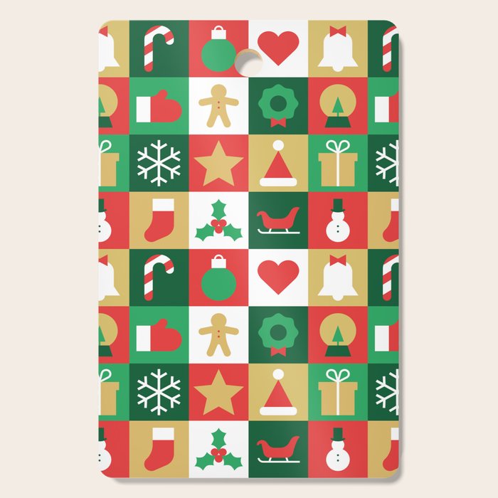 Christmas geometric patchwork mosaic pattern Cutting Board Gallery Image 1