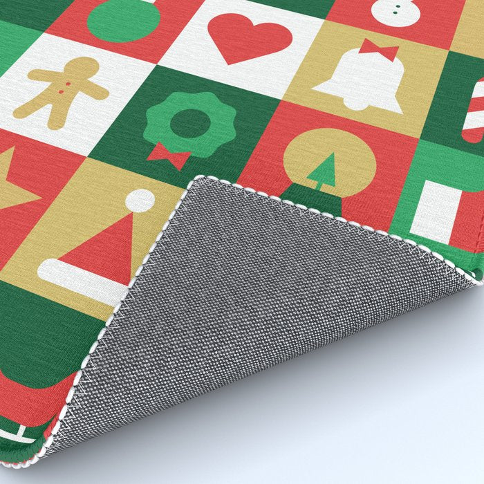 Christmas geometric patchwork mosaic pattern Rug Gallery Image 4
