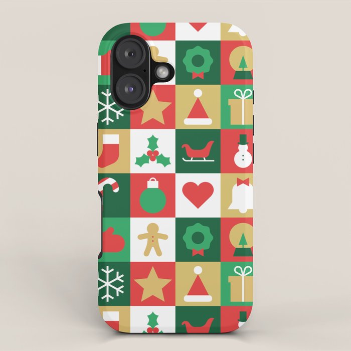 Christmas geometric patchwork mosaic pattern iPhone Case Gallery Image 1