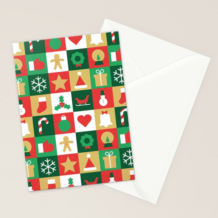 Christmas geometric patchwork mosaic pattern Stationery Card Gallery Image 2