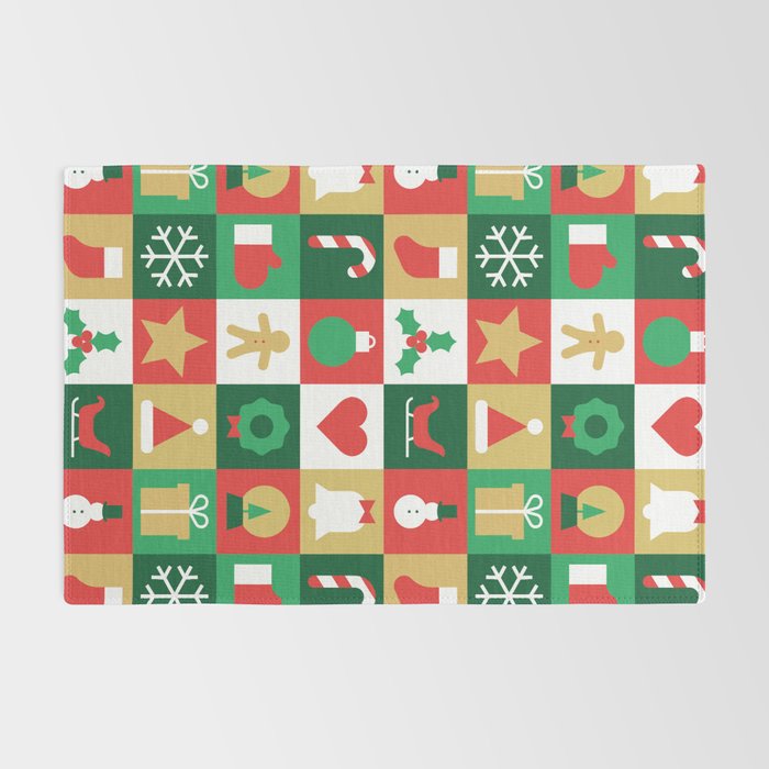Christmas geometric patchwork mosaic pattern Rug Gallery Image 2