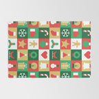 Christmas geometric patchwork mosaic pattern Rug Gallery Image 2