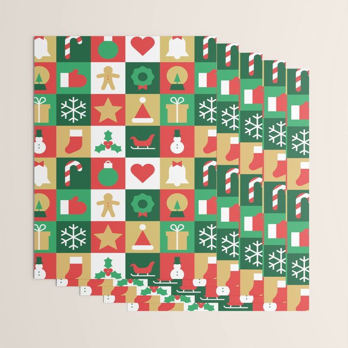 Christmas geometric patchwork mosaic pattern Wrapping Paper Gallery Image 3