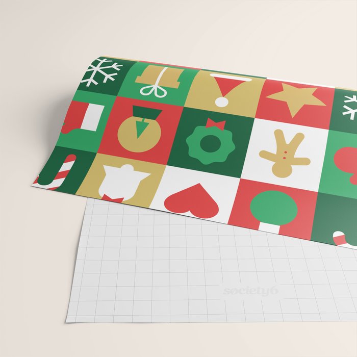 Christmas geometric patchwork mosaic pattern Wrapping Paper Gallery Image 2