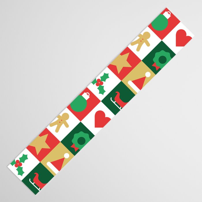 Christmas geometric patchwork mosaic pattern Table Runner Gallery Image 3