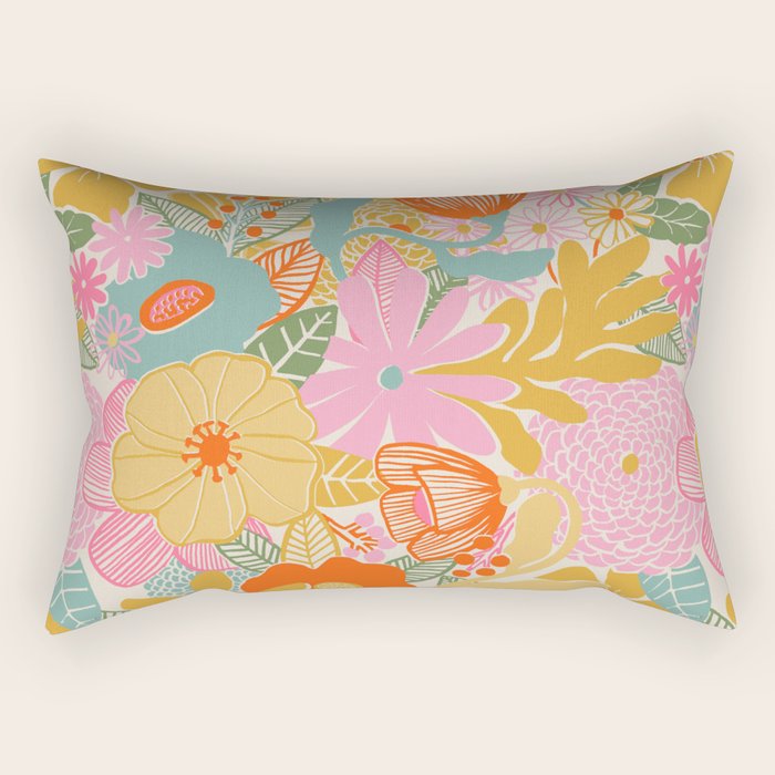 60's Retro Floral Rectangular Pillow Gallery Image 1