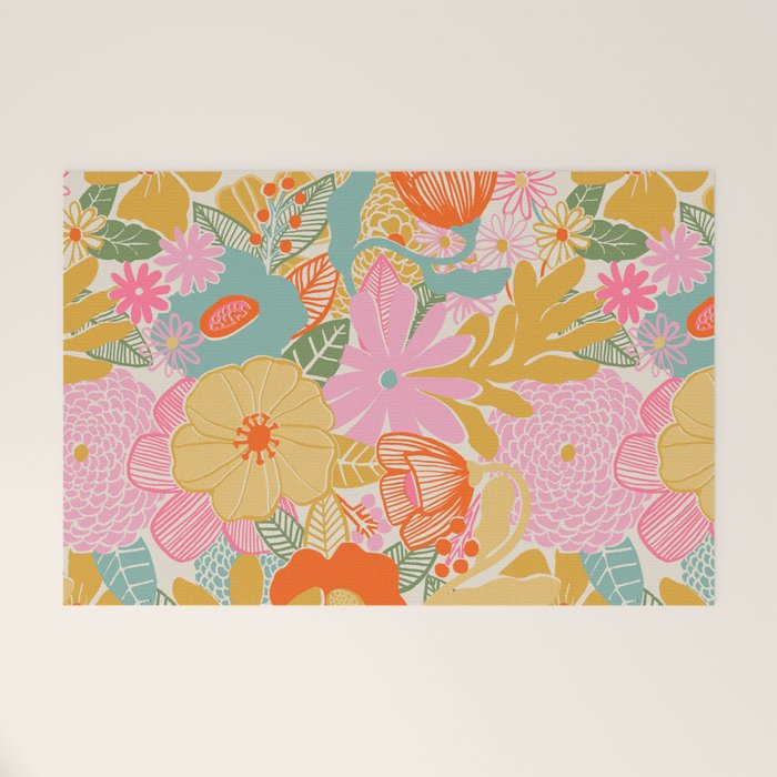 60's Retro Floral Welcome Mat Gallery Image 1