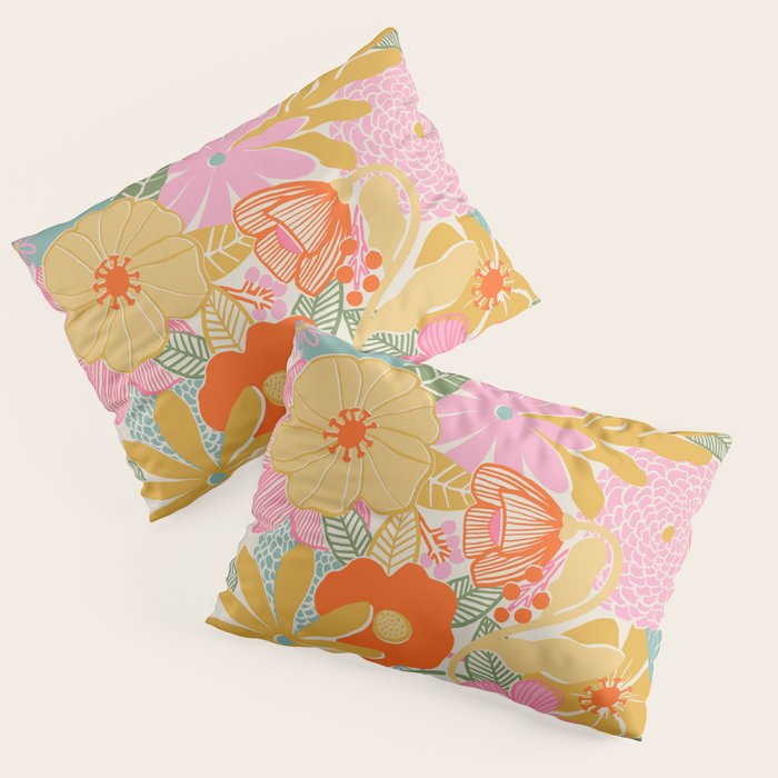 60's Retro Floral Pillow Sham Gallery Image 3